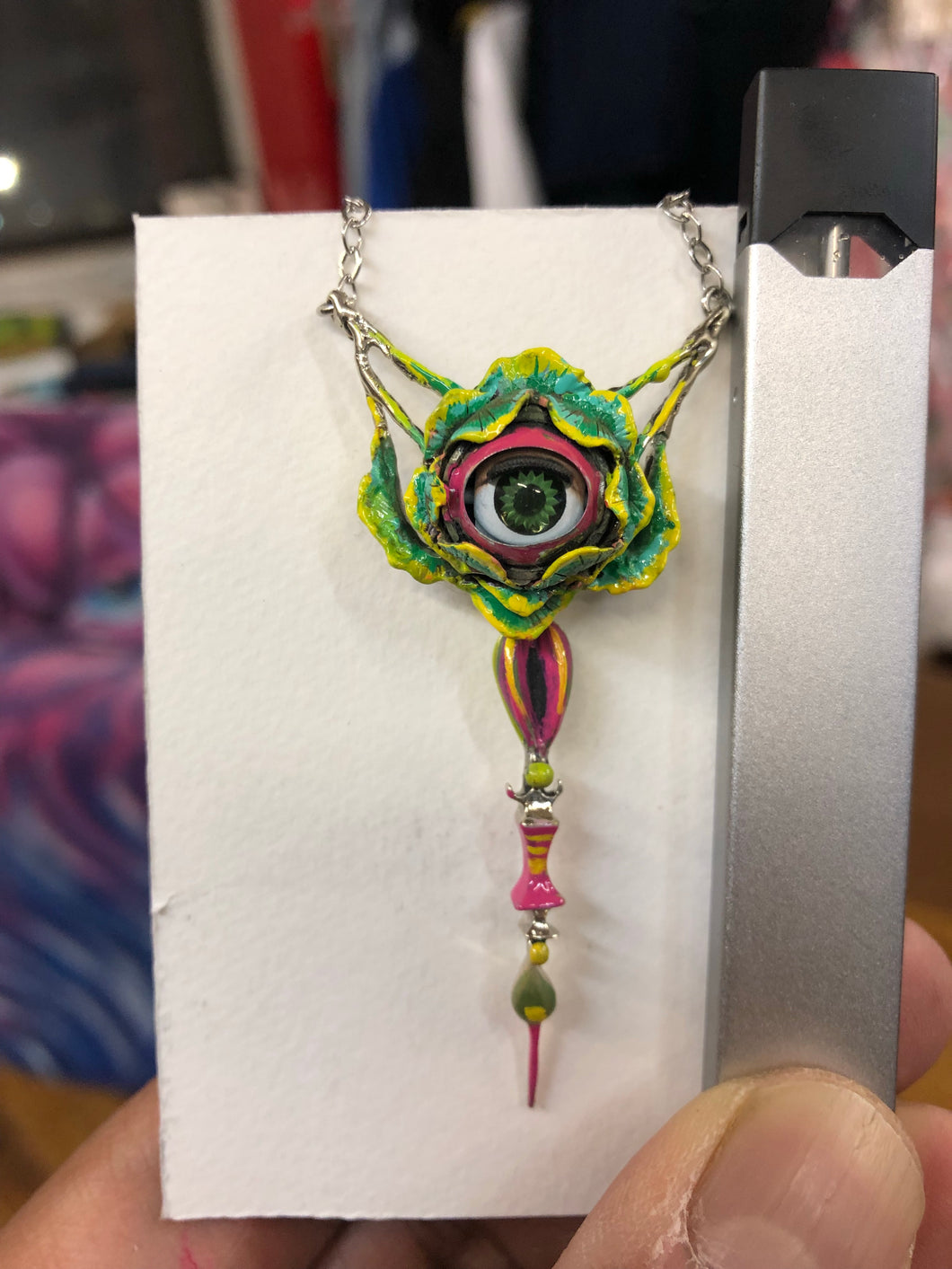 Custom Painted This Shit Blinks Necklace by LAmour Supreme