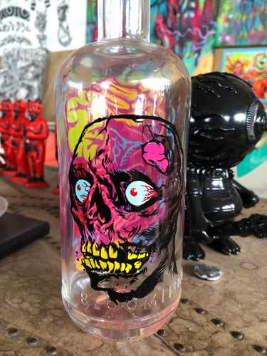Reverse Painted Bottle Skully Round 2