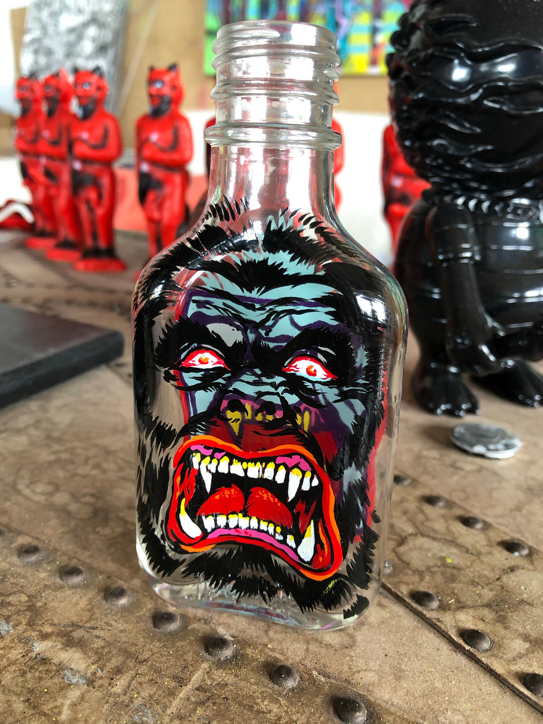 Reverse Painted Bottle Gorilla Round 2