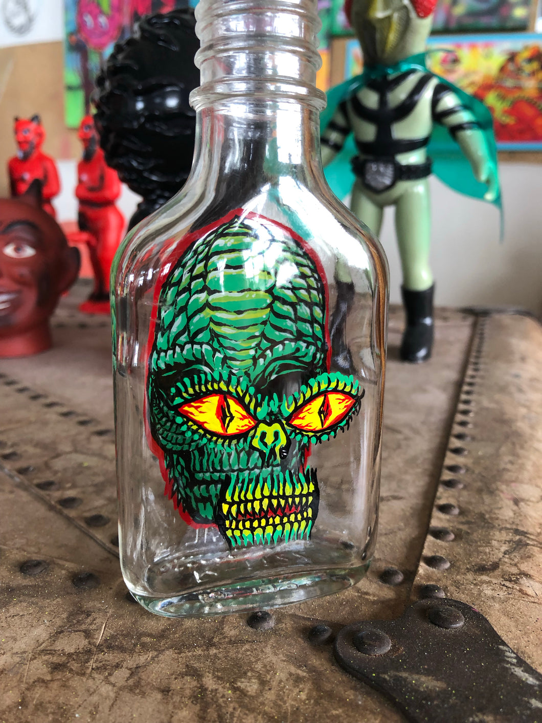 Reverse Painted Bottle Alien Round 2